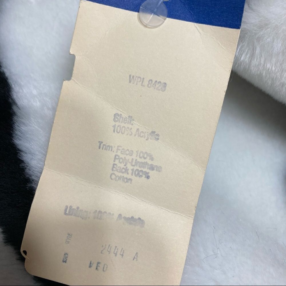 Vtg 80s 90s Regal Plush Collection Faux Fur Black‎ White Faces Abstract Coat NEW - Picture 8 of 10